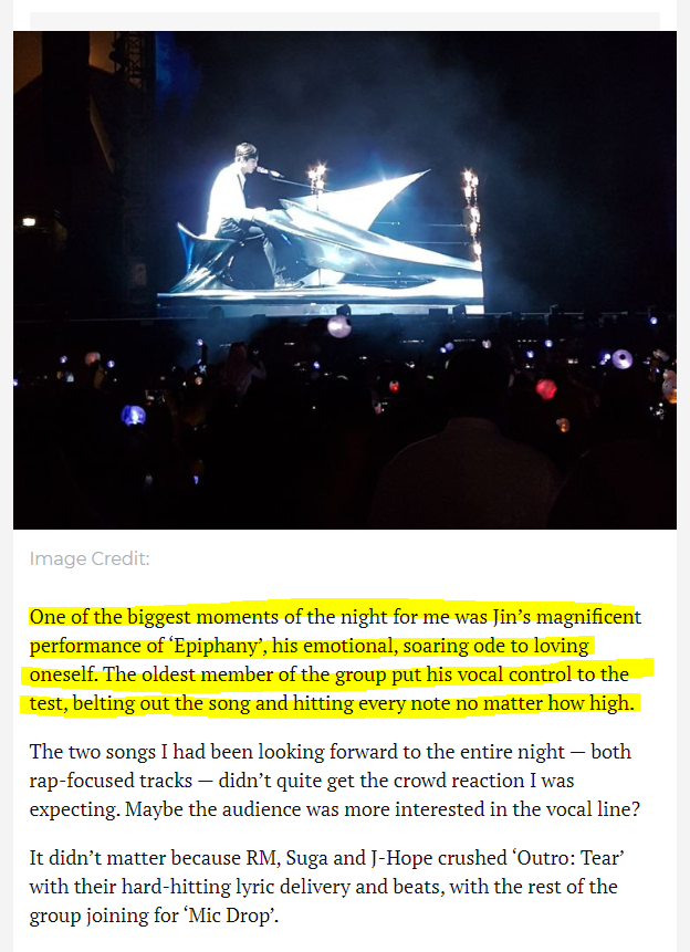 방탄소년단 진 | Gulf News praising BTS Jin'Epiphany' Performance in Saudi (Quoted:Magnificent Performance) 봅시다