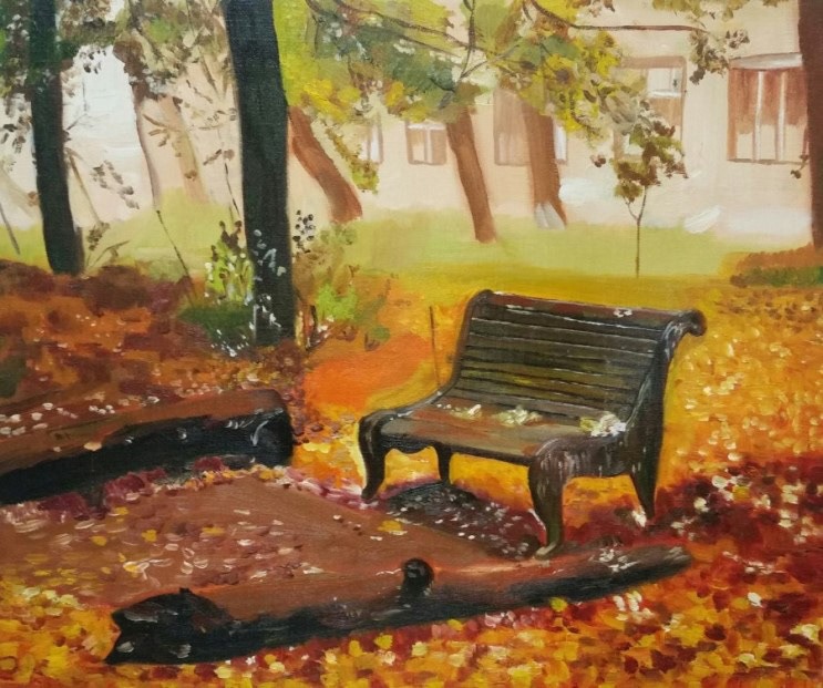 가을 의자 유화 그림 10호