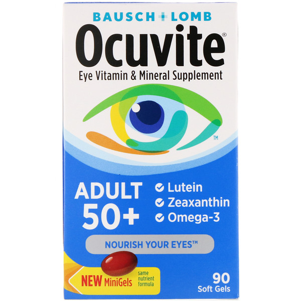 아이허브 오메가3 피쉬오일 Bausch & Lomb, Ocuvite, Adult 50+, Eye Vitamin & Mineral Supplement, 90 Soft Gels 후기들
