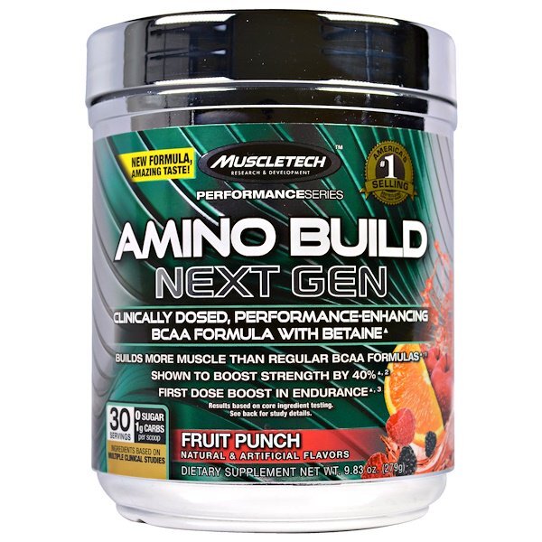 아이허브 Muscletech, Amino Build Next Gen BCAA Formula With Betaine, Fruit Punch, 9.83 oz (279 g)후기와 추천정보