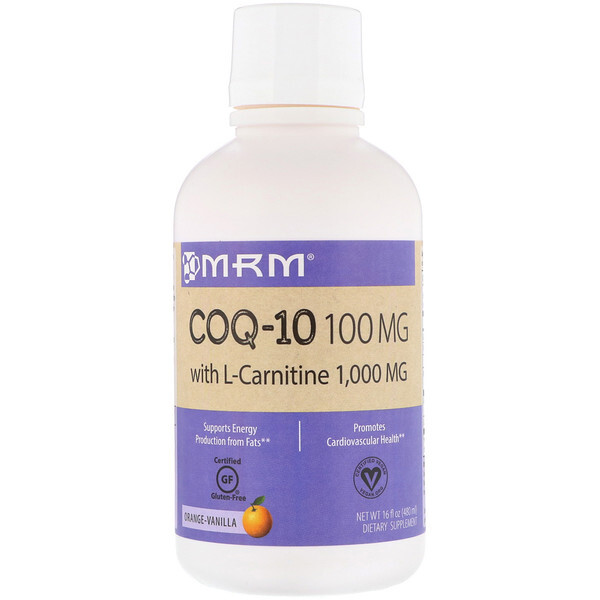 아이허브 코큐텐(coq10, 코엔자임q10) MRM, COQ-10 with L-Carnitine, Orange-Vanilla, 100 mg / 1,000 mg, 16 fl oz (480 ml) 후기들