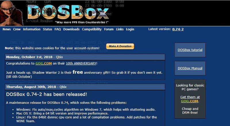 윈도우에서 DOS 고전게임 DOSBox 로 즐기기