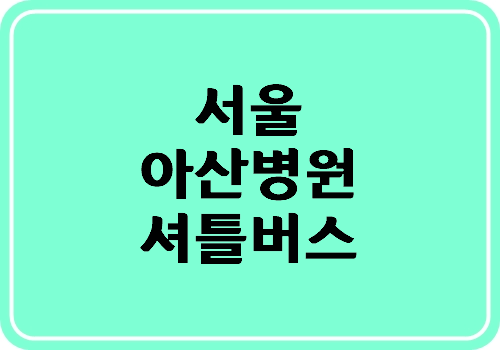 서울 아산병원 셔틀버스 정보 간편확인 팁^^