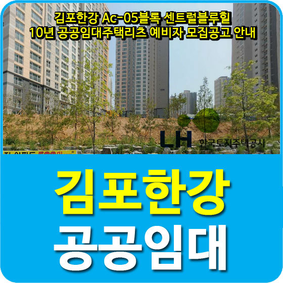 김포한강 Ac-05블록 센트럴블루힐 10년 공공임대주택리츠 예비자 모집공고 안내