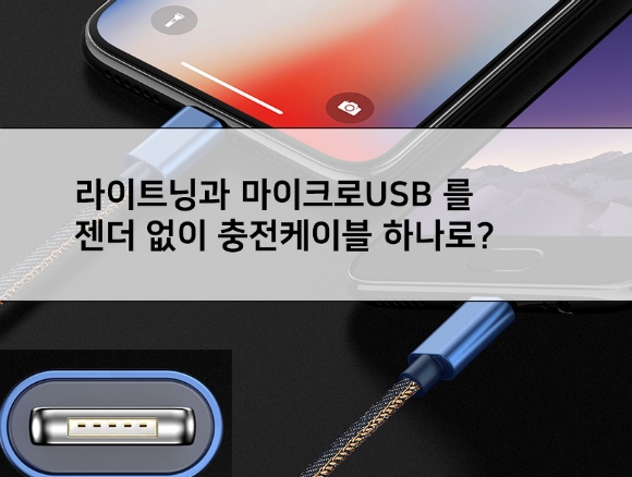 [리뷰] 젠더없이 아이폰과 안드로이드 충전을 하나로? - 멀티 충전 케이블 (라이트닝+마이크로USB)