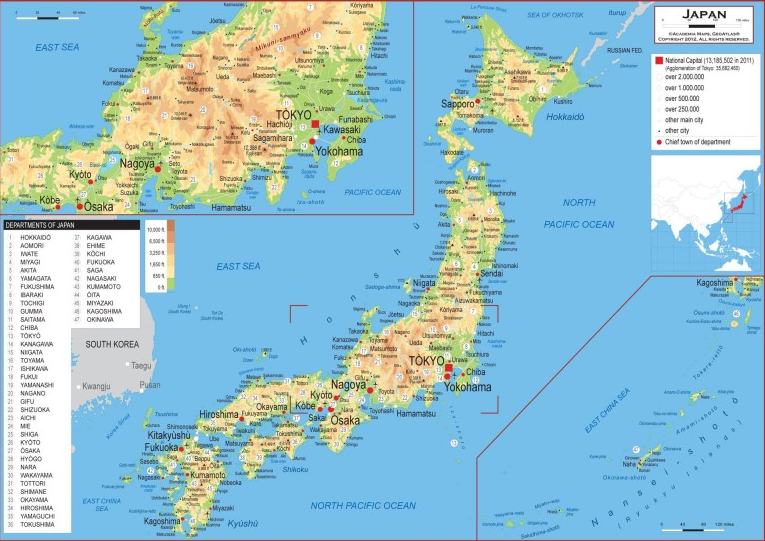 Japan 지도, 화산, 여행, 온천, 철도, 신 이야…