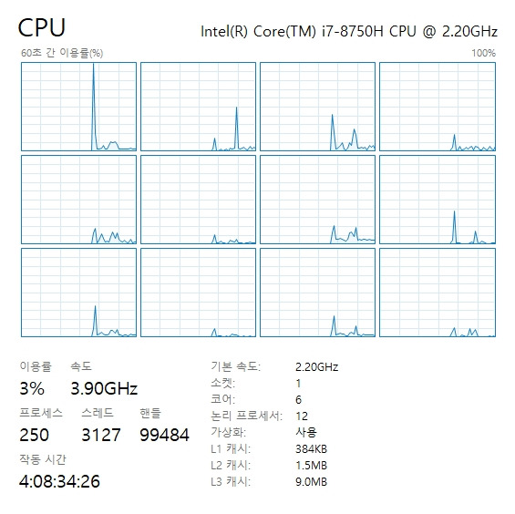 CPU이야기 Intel i7-8750H 나는 노트북으로 충분하게 만족하며 사용한다.