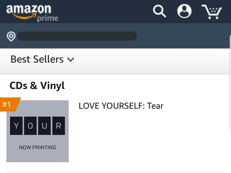[소식] Love Yourself 'Tear' 아마존 판매 1위 베스트셀러 CD................. 방탄소년단(BTS) 대박이네