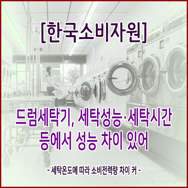 [한국소비자원] 드럼세탁기, 세탁성능·세탁시간 등에서 성능 차이 있어