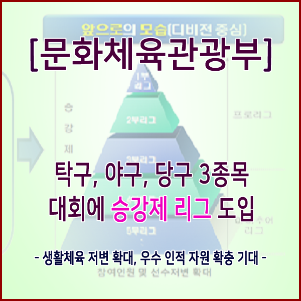 [문화체육관광부] 탁구, 야구, 당구 3종목 대회에 승강제 리그 도입