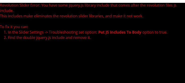 워드프레스 레볼루션 슬라이더 오류: 'Revolution Slider Error: You have some jquery.js library...'