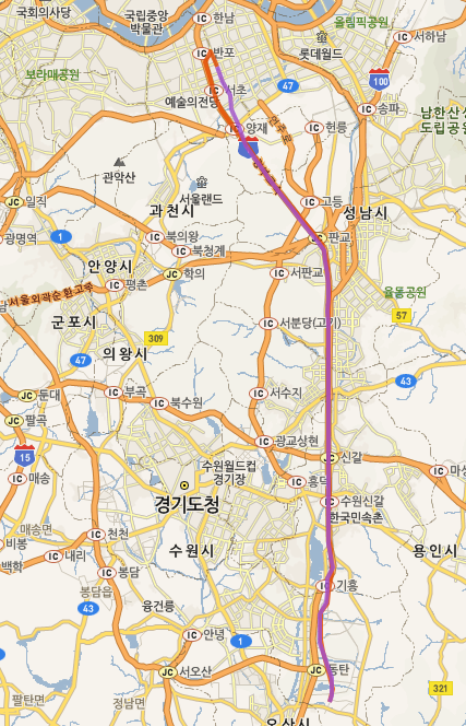 M4434시간표, 노선 안내 화성(동탄)<-동탄역,신논현역->강남역, 양재역