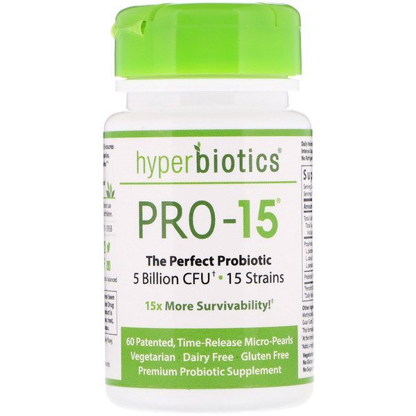 아이허브 장건강에 도움이 되는 Hyperbiotics PRO-15 완벽한 프로바이오틱 50억 CFU 60 특허 후기