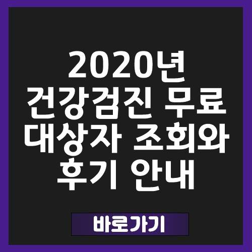2020년 국가건강검진 대상자 조회,항목,후기 정리