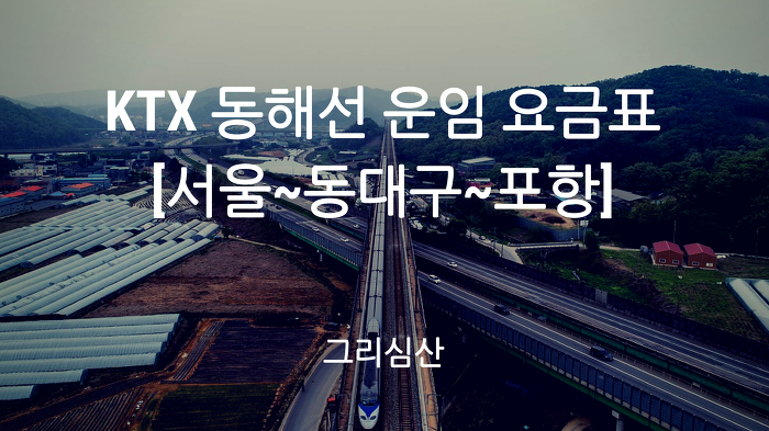 KTX 동해선 [서울~동대구~포항] 노선도 운임(특실) 요금표