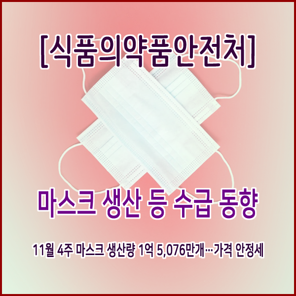 [식품의약품안전처] 11월 4주 마스크 생산 등 수급 동향