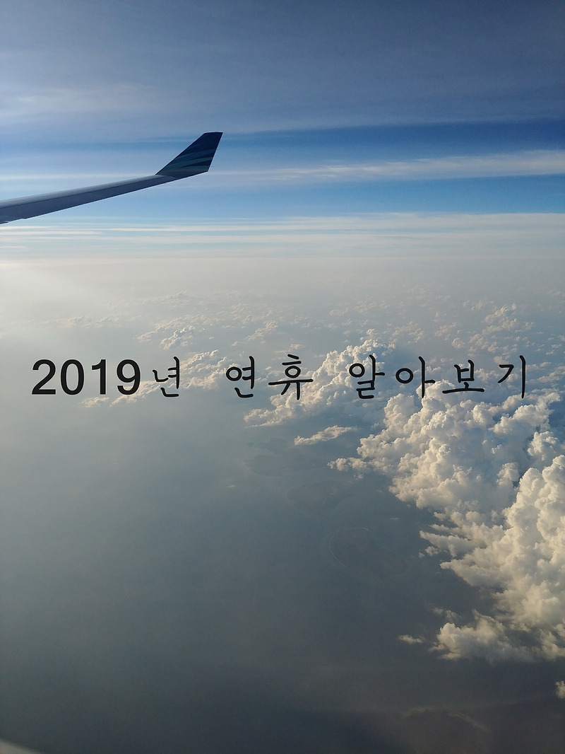 2019년도 연휴 보고 휴가계획 미리세우세요~