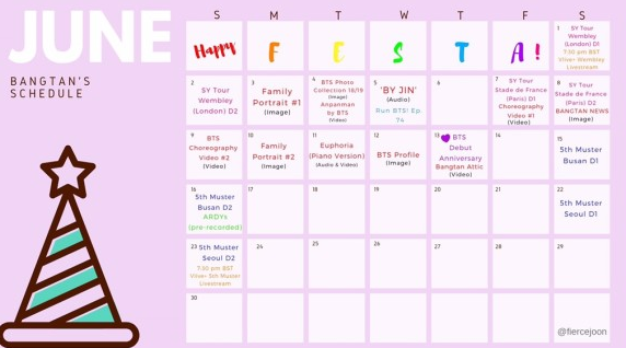 [BTS Official Schedule / festa] 방탄소년단 6월 공식 1정안내 (+2019 페스타 진행 )