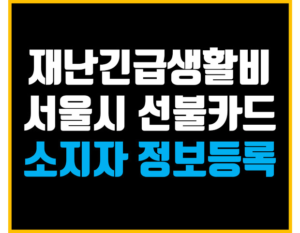 서울시재난긴급생활비,서울선불카드 소지자정보등록,분실걱정없음
