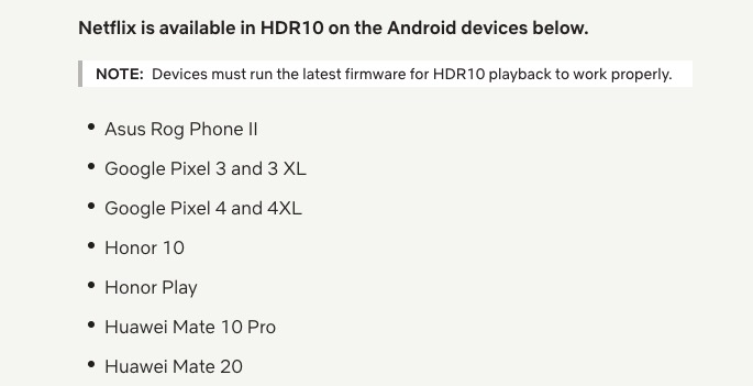 넷플릭스, 픽셀 4를 포함한 HD 및 HDR 10 지원 장치 목록 업데이트 ??