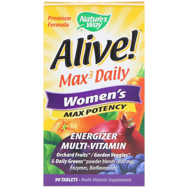 아이허브 여성종합영양제 Nature's Way, Alive!, Max3 Daily, Women's Multivitamin, 90 Tablets 후기들