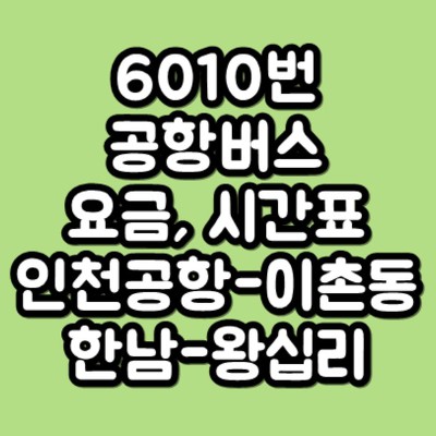6010 공항버스 요금, 시간표(인천공항-이촌동-한남-왕십리)