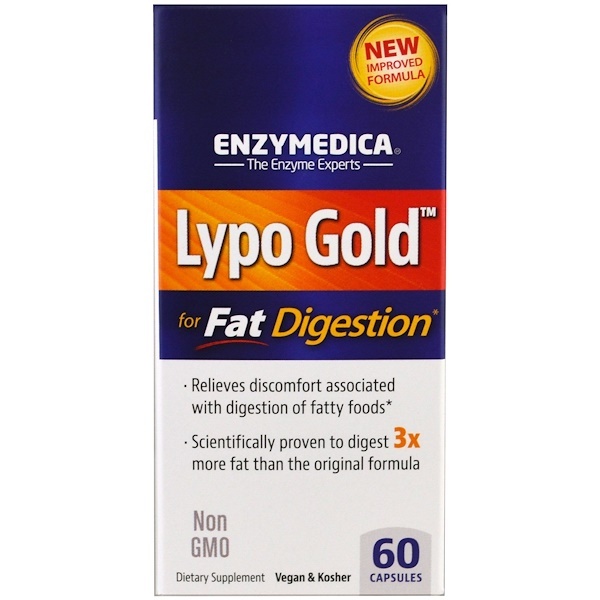 아이허브 소화효소 Enzymedica, Lypo Gold, 지방 소화, 60 캡슐 후기들