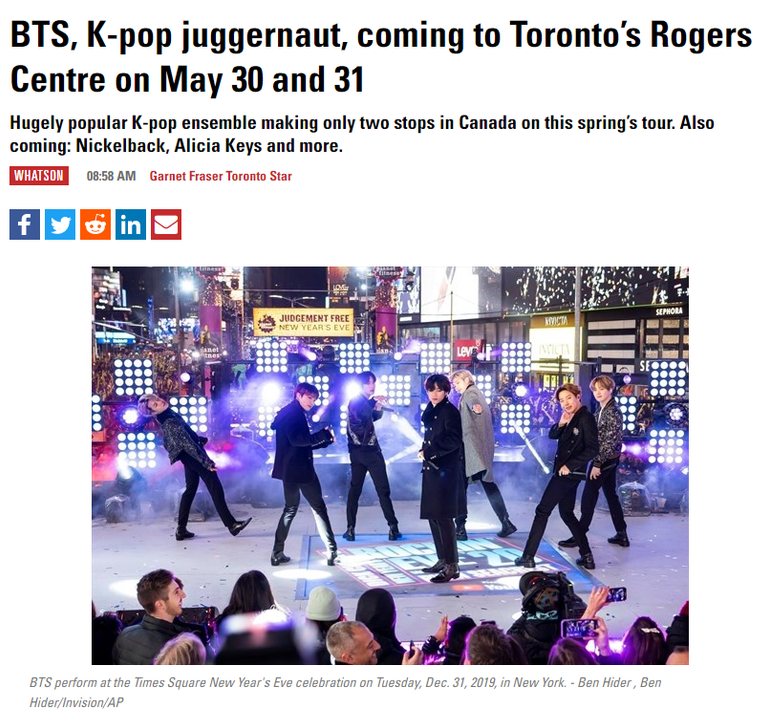 [아까뉴스] 캐나다 시골 동네 일간지에 난 BTS 공연 기사 좋은정보