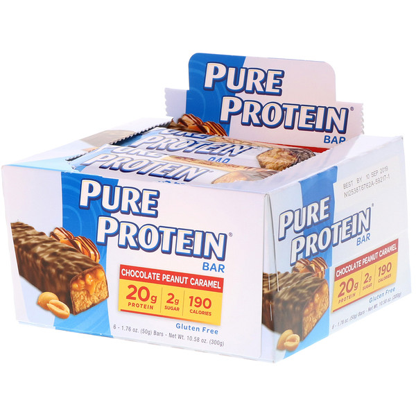 아이허브 단백질바 Pure Protein 초콜릿 땅콩 캐러멜 바 6 개 후기