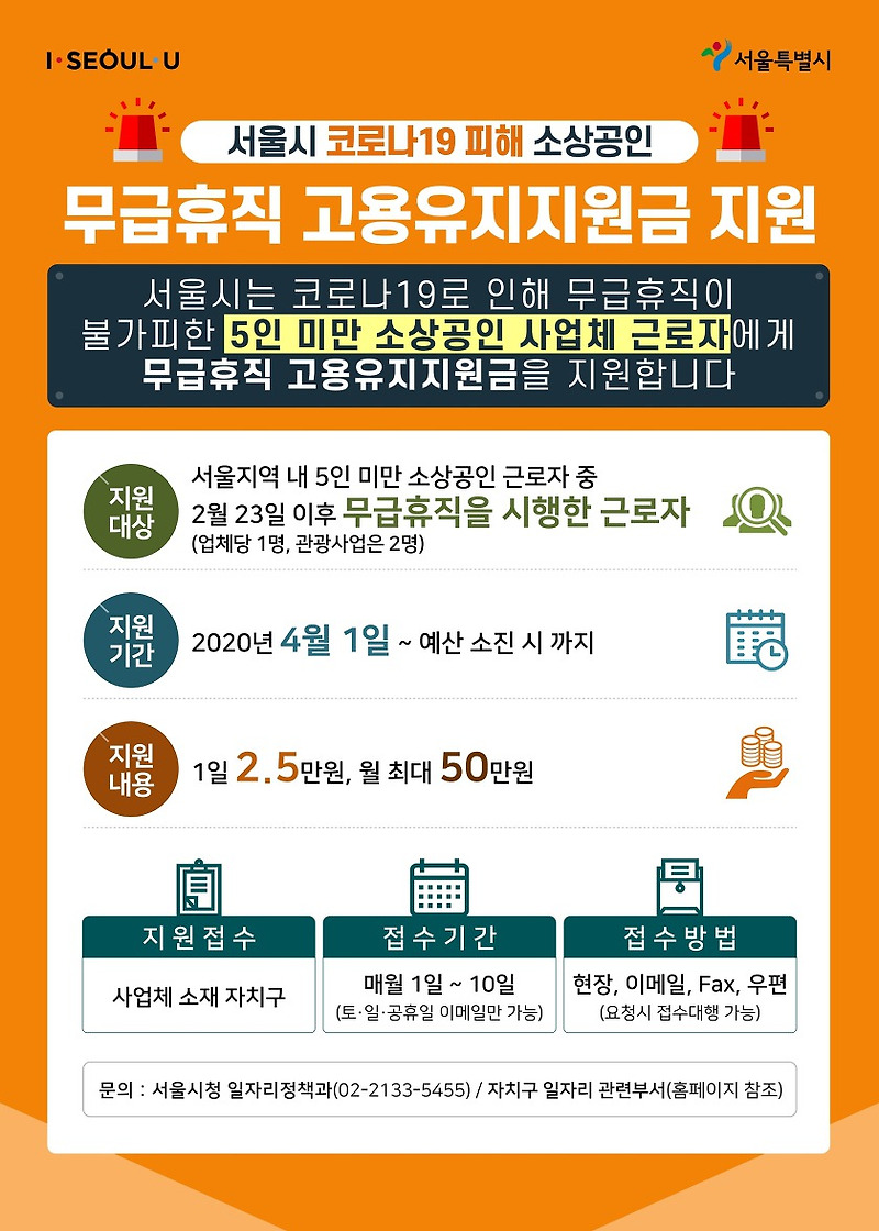 서울시 코로나19 고용유지지원금 조건 및 신청방법