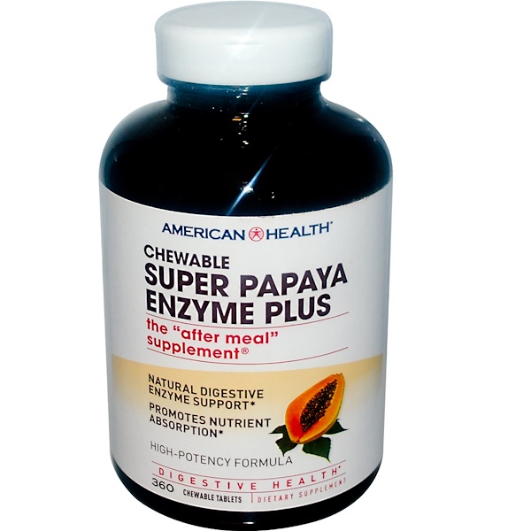 아이허브 소화효소 American Health, 수퍼 파파야 엔자임 플러스(Super Papaya Enzyme Plus), 360 추어블 타블릿 후기들
