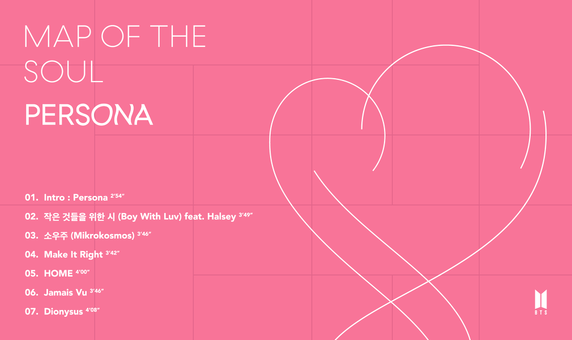 BTS MAP OF THE SOUL : PERSONA TRACKLIST