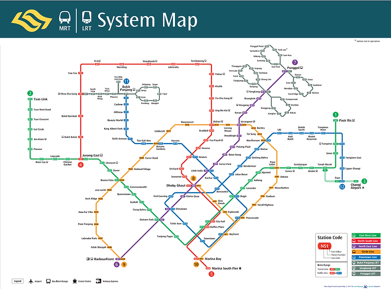 [싱가포르] 싱가포르 지하철 노선표