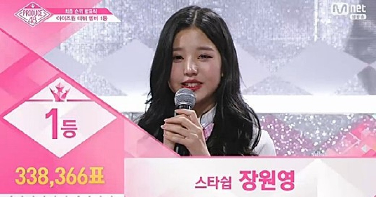 프로듀스48, 아이즈원 결성..센터 장원영·12위 이채연