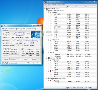 i7-3770K i7-2600K 비교, 비교, 벤치마크, 아이비브릿지, 샌디브릿지, 센디브릿지, Ivy Bridge, Sandy Bridge, i7-3770K, 오버클러킹, ES, CPU-Z, 공냉, 5.4Ghz, 7Ghz, ASUS SABERTOOTH Z77, A/S, 오버, QC45 ES, 3.5Ghz, i7-2600K, 소음, 전압, 효율, 전력측정, i7-3770K ES, HD4000, HD 4000, HD3000, HD 3000, 4Core 8-Way Multitask Processing, DZ77GA-70K, 인텔, 메인보드, 아수스, CPU, i7-3770K i7-2600K 비교를 해 보았습니다. ES버전을 미리 받아서 써보고 몇가지를 테스트 해 보았습니다. 사실 i7-2700K와 비교를 해야하는데 약간 클럭은 낮지만 i7-3770K 와 i7-2600K 를 비교한것을 감안하고 봐주세요. 엔지니어링 샘플에서는 TDP가 77W로 공개가 되었지만 현재 정식패키지에는 TDP 95W로 변경이 되었습니다. TDP는 물론 열설계전력일 뿐이고 실제로는 메인보드도 발전하고 공정도 더 정밀해졌기 때문에 전력소모량이 크게 줄었습니다.