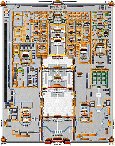 (자금성 안내도. 출처: 중국 자금성 공식 홈페이지)