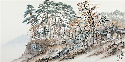 정송노씨산방, 65x130㎝ 종이에 수묵담채, 1990