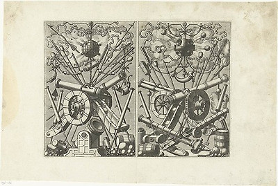 vertical trophies with cannons