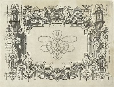 Cartouche with heart shaped calligraphy