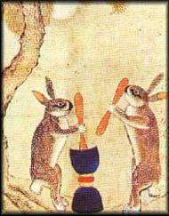 방아 찧는 토끼 - 민화