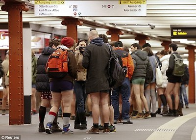 Overseas: People in Berlin also joined in the event at Alexanderplatz subway station