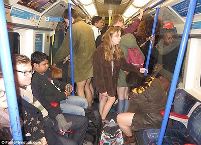 Crowded: Participants squeeze together as the carriage begins to fill with people