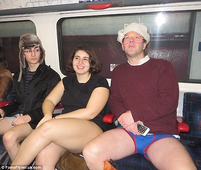 Colourful attire: One man chose to wear sunglasses made of glow sticks with his red and blue underwear