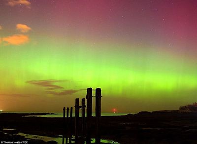 The aurora was due to last for several hours before fading during the early hours of this morning