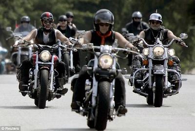 e-asy riders: Bikers ride their Harleys as they attend the Hamburg Harley Days parade (file pic)