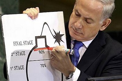 Netanyahu draws his "red line" in 2012 speech at the United Nations.