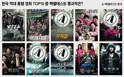 한국 역대 흥행 영화 TOP10 중 벡델테스트 통과작은?