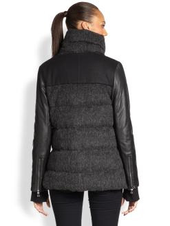 Ashley B - Leather-Contrast Down Coat