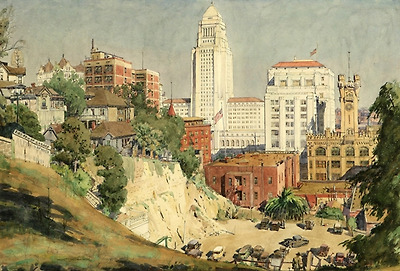 Emil Jean Kosa (Jr.), Los Angeles City Hall and Times Building from Bunker Hill