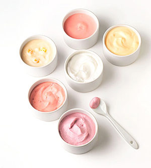 small bowls of yogurt